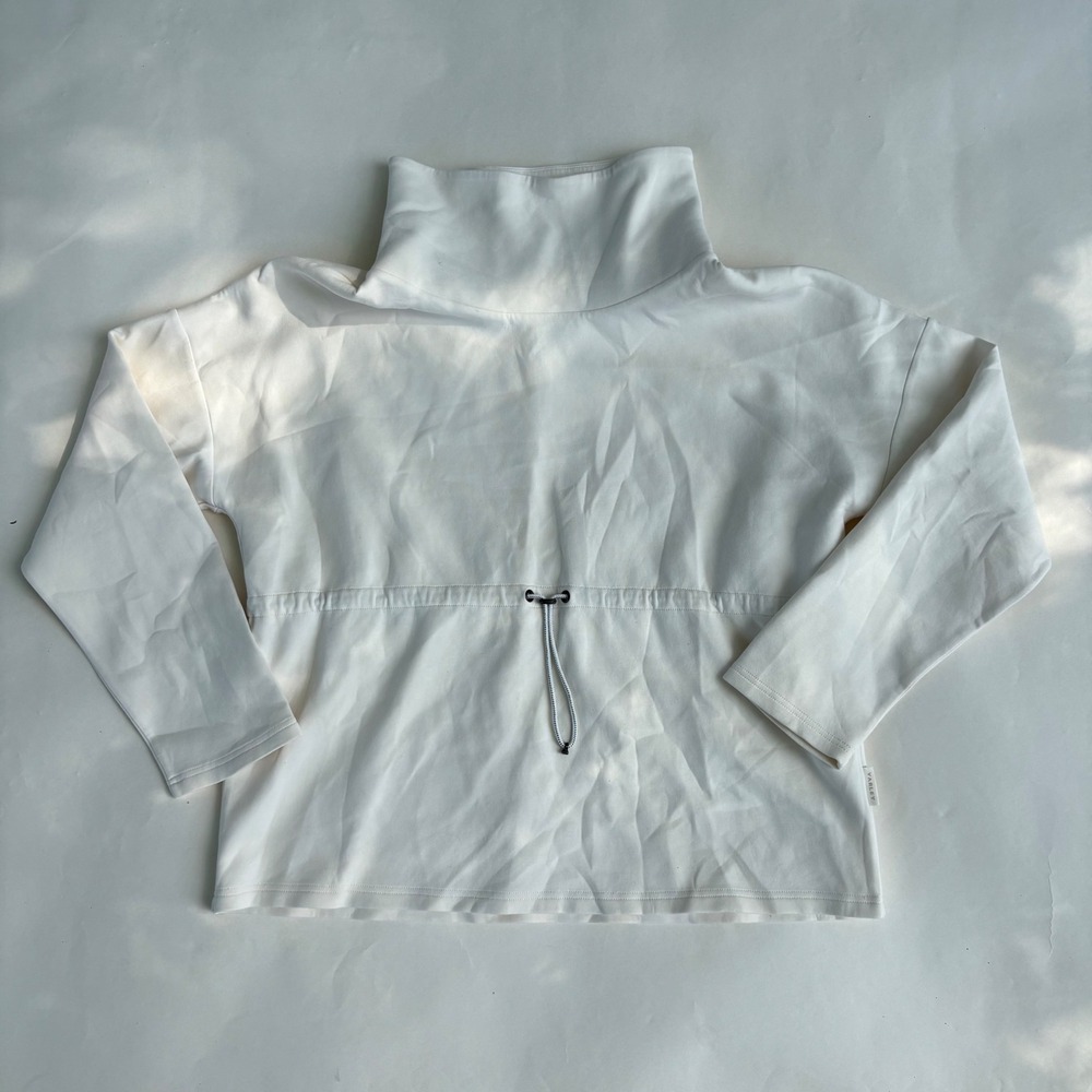 Varley Funnel Neck Pullover Sweatshirt Cream Drawstring Waist Medium RN150115
